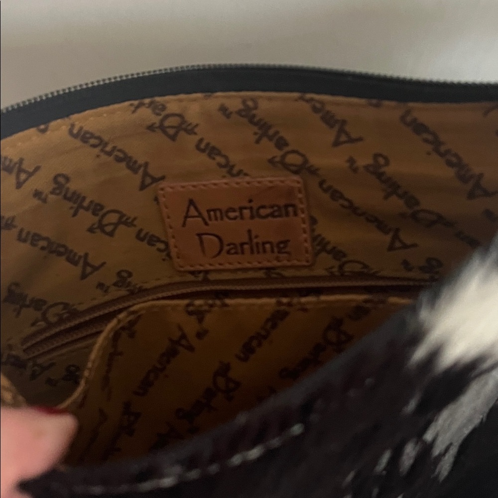 Black and White Cowhide & Leather Fringe Crossbody Bag - Picture 3 of 5